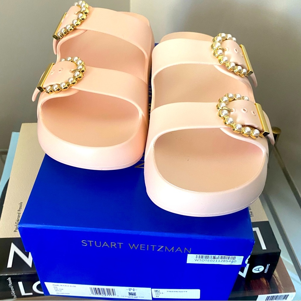 STUART WEITZMAN ​Faux Pearl Buckled Sandals